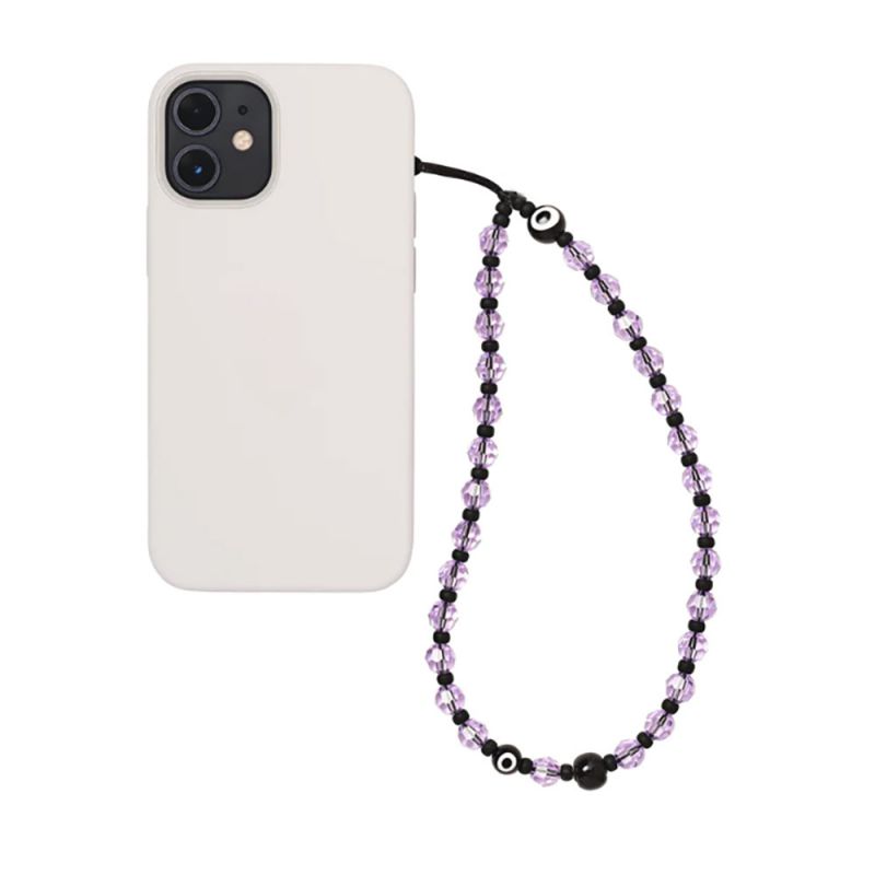 Fashion Purple Crystal Braided Beaded Eyes Phone Chain