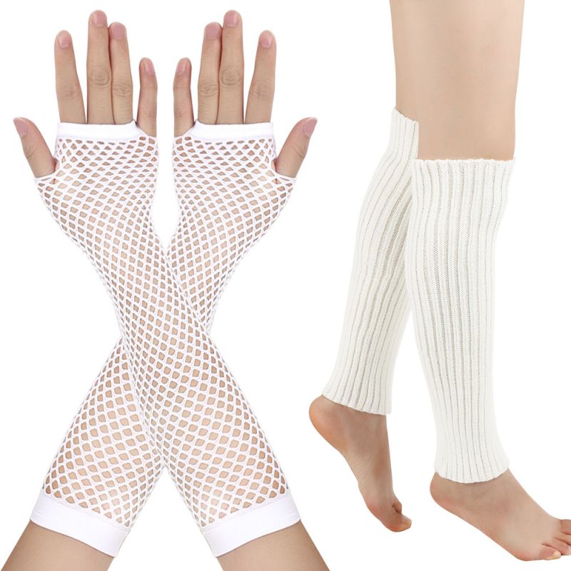 Fashion White 2#/suit Acrylic Cutout Gloves And Foot Covers Set  Acrylic