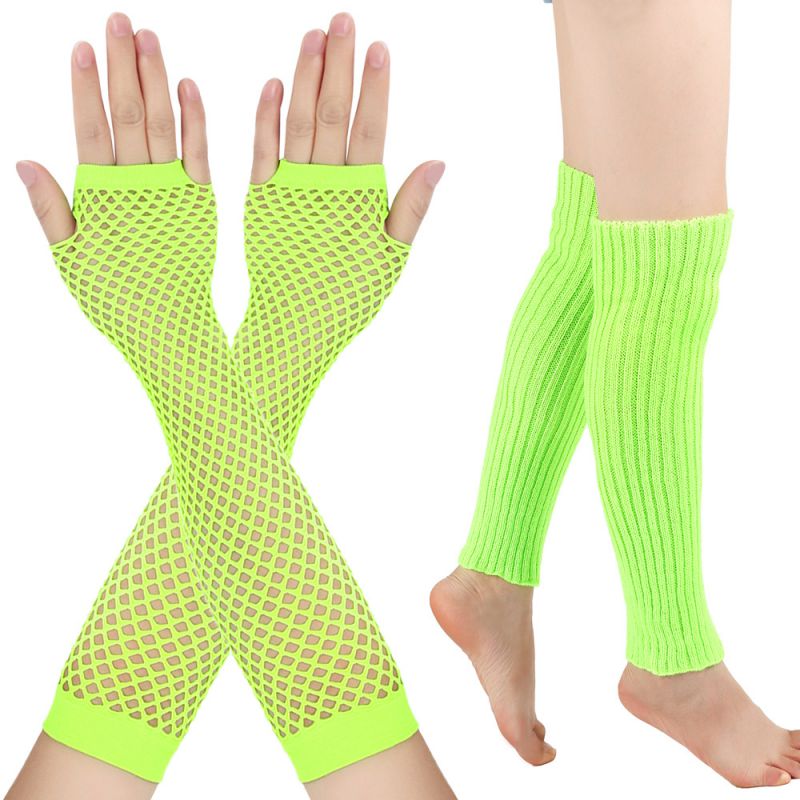 Fashion Fluorescent Green 7#/set Acrylic Cutout Gloves And Foot Covers Set  Acrylic