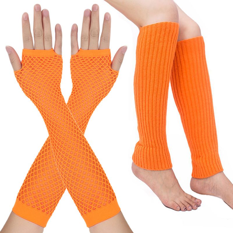 Fashion Orange 9#/suit Acrylic Cutout Gloves And Foot Covers Set  Acrylic