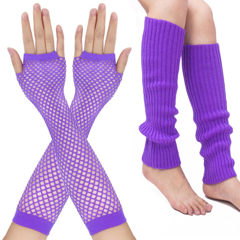 Fashion Purple 10#/suit Acrylic Cutout Gloves And Foot Covers Set  Acrylic