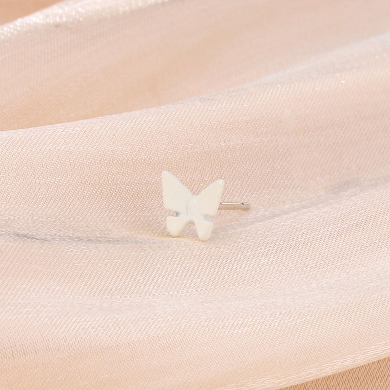 Fashion White Butterfly Stud Earrings Copper Geometric Butterfly Stud Earrings (single)