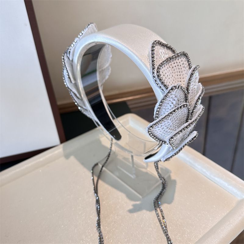 Fashion White Fish Scale Sequin Tassel Wide-brimmed Headband