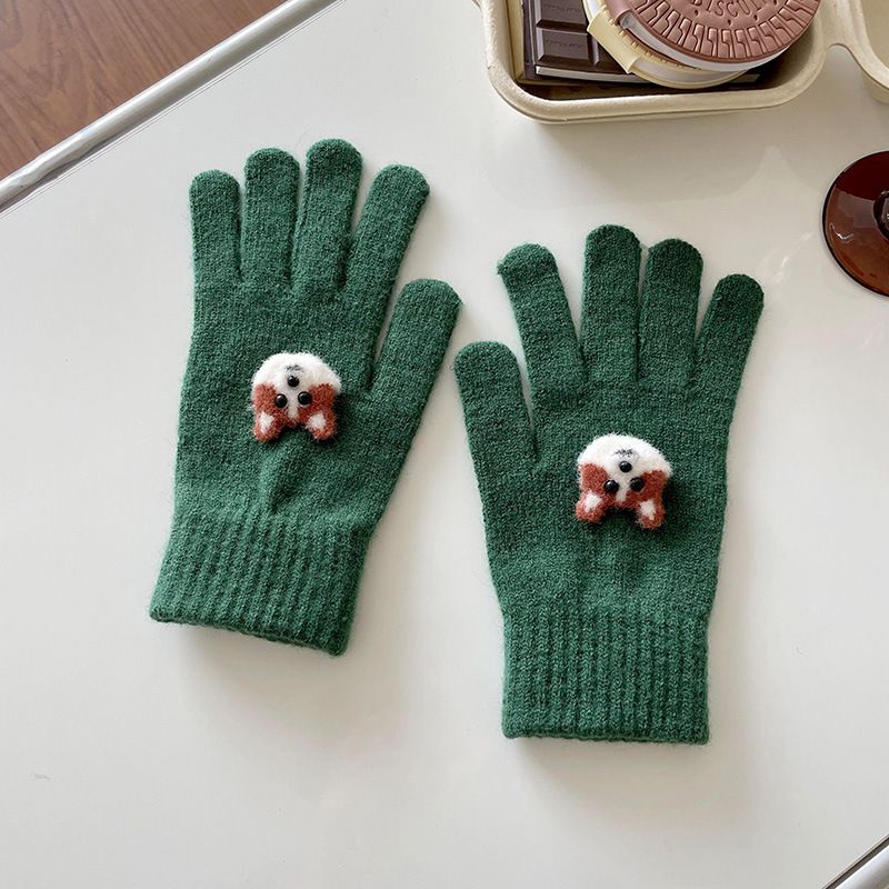 Fashion Dark Green Polyester Three-dimensional Cartoon Five-finger Gloves