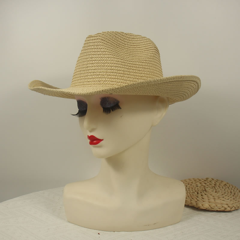 Fashion Khaki Straw Flat Brim Sun Hat