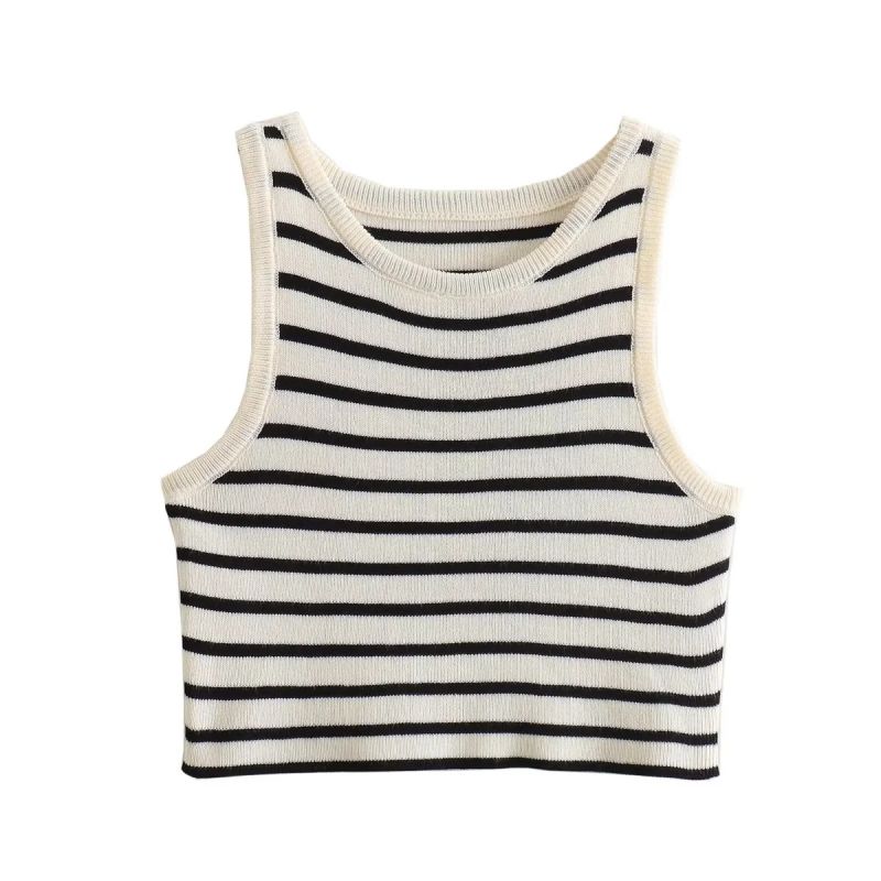 Fashion Black And White Stripes Striped Knitted Vest Suspenders