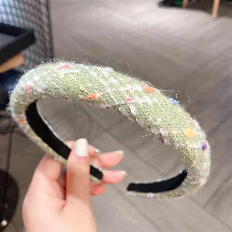 Fashion Green Fabric Knitted Wide-brimmed Headband