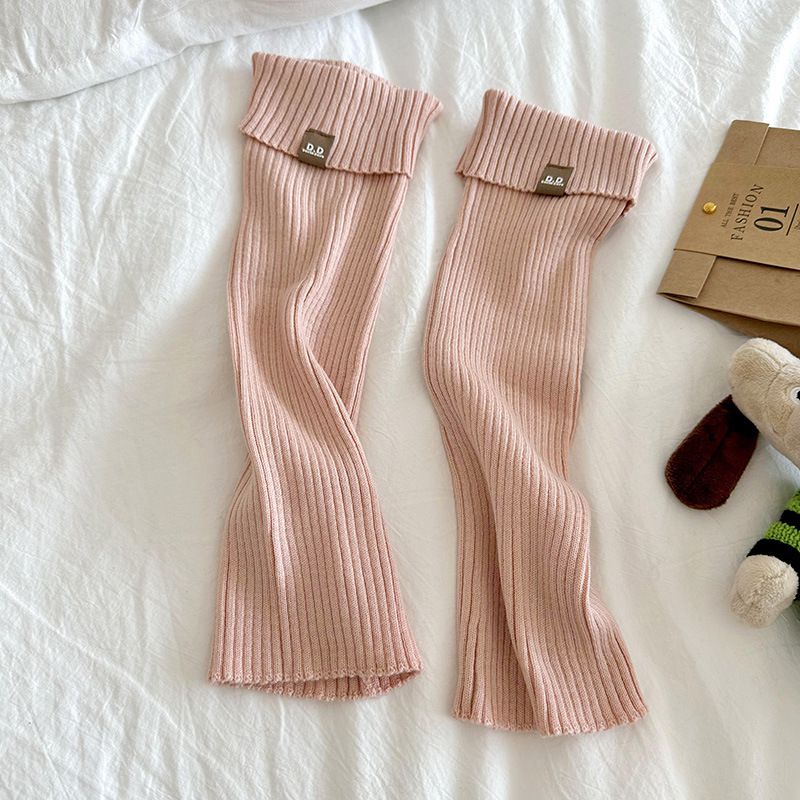 Fashion Pink Vertical Striped Patchwork Knitted Calf Socks