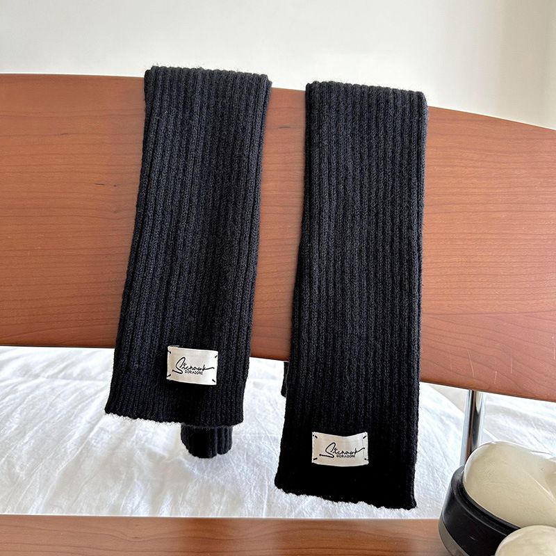 Fashion Black Vertical Striped Knitted Patch Calf Socks