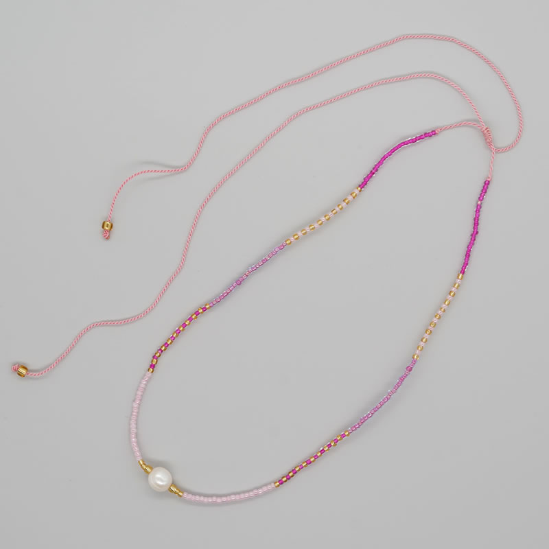 Fashion 5# Colorful Rice Beads Pearl Necklace