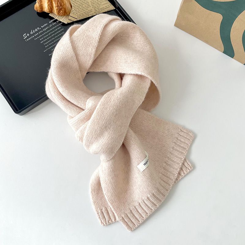 Fashion Apricot Wool Patch Knitted Scarf