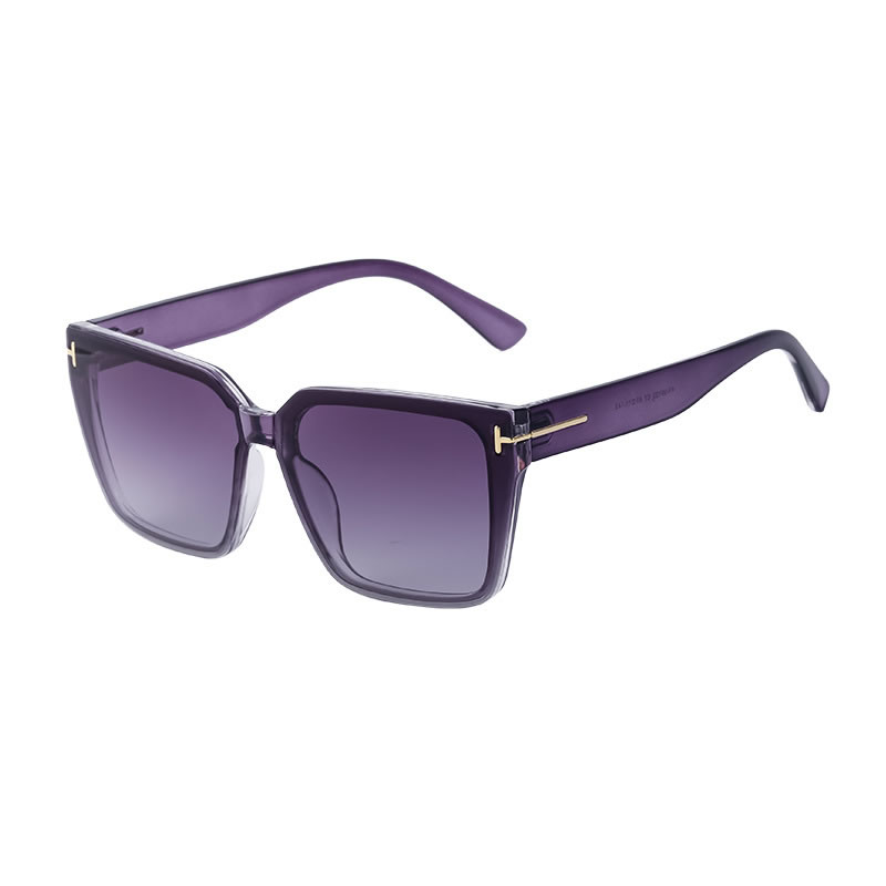 Fashion Purple Above And Gray Below Pc Square Large Frame Sunglasses