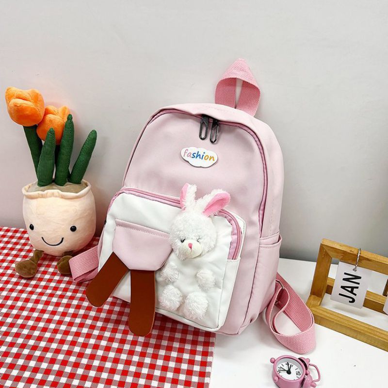 Fashion Pink Oxford Cloth Cartoon Bunny Children's Backpack