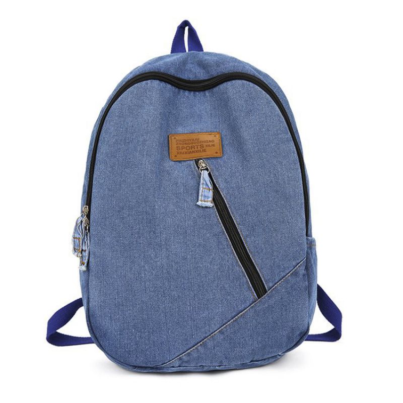 Fashion Light Blue Denim Canvas Large Capacity Backpack