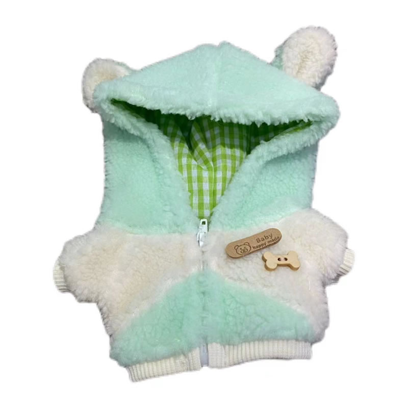 Fashion 20cm Green And White (not Including Baby) Fabric Sherpa Zipper Jacket Pants Doll Jacket