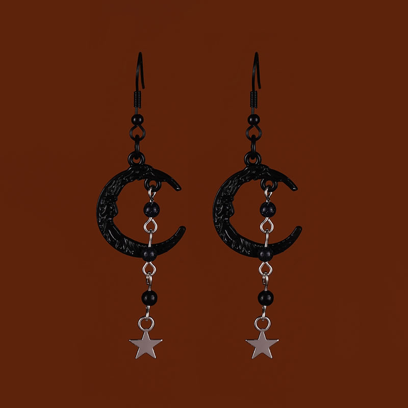 Fashion Silver Alloy Geometric Moon Star Earrings