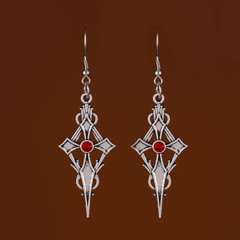 Fashion Silver Alloy Diamond Cross Earrings