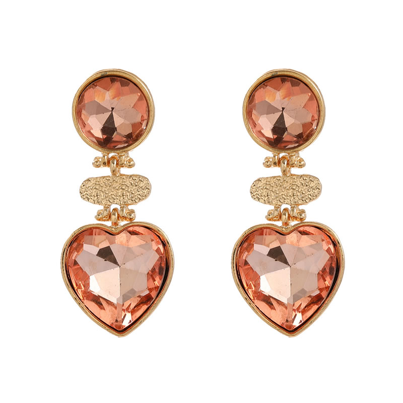 Fashion Rose Gold Alloy Diamond Love Earrings