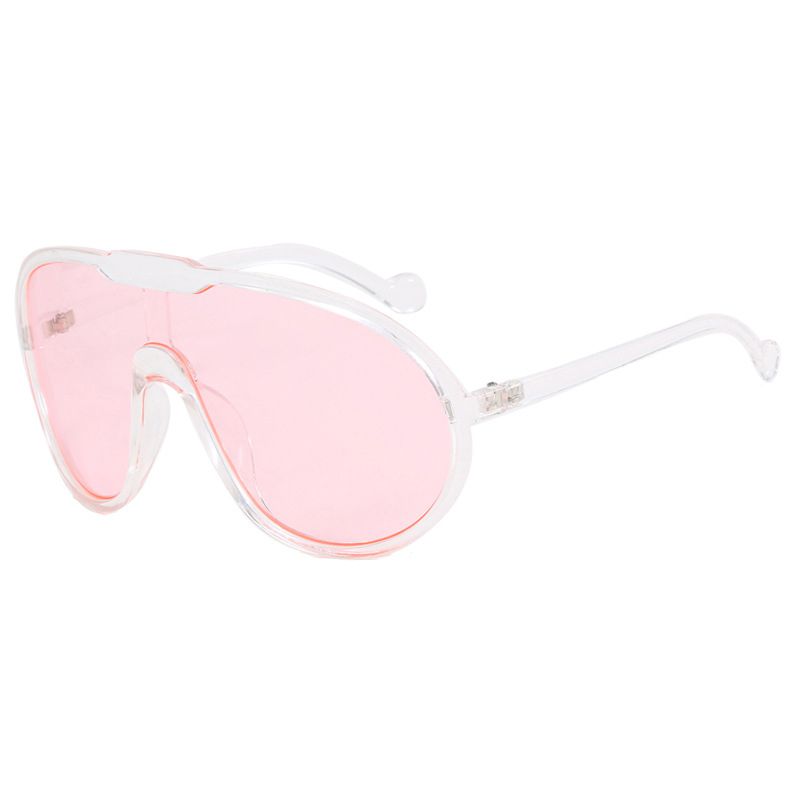 Fashion Transparent White Powder Tablets Pc One Piece Large Frame Sunglasses