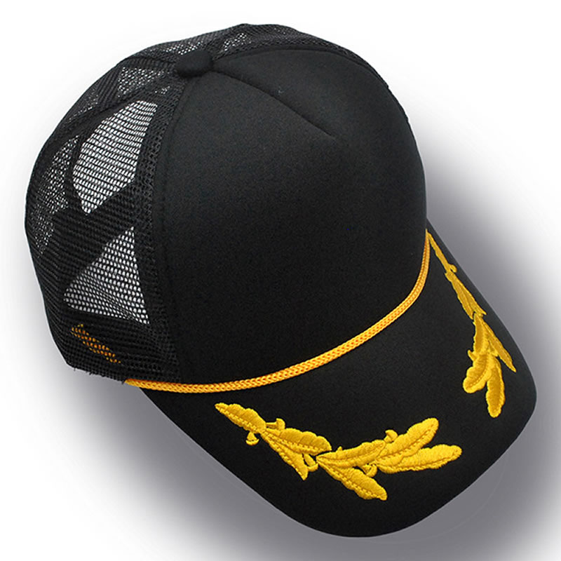 Fashion Black Polyester Embroidered Leaves Baseball Cap
