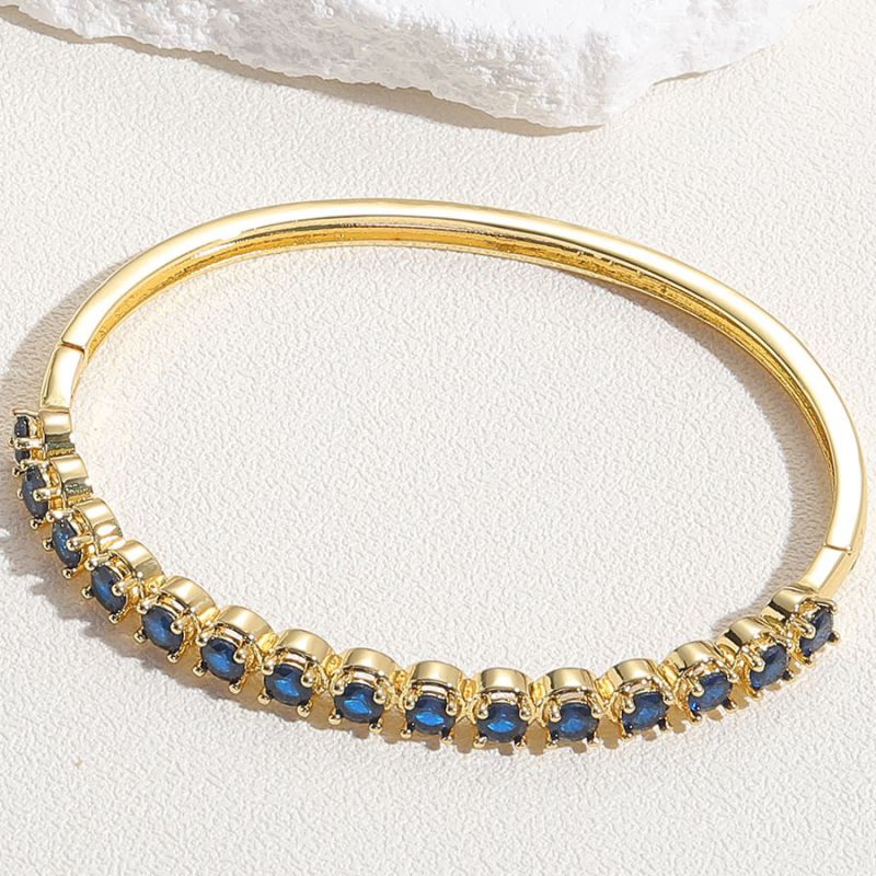 Fashion Royal Blue Zircon Copper Inlaid Round Zirconium Bracelet