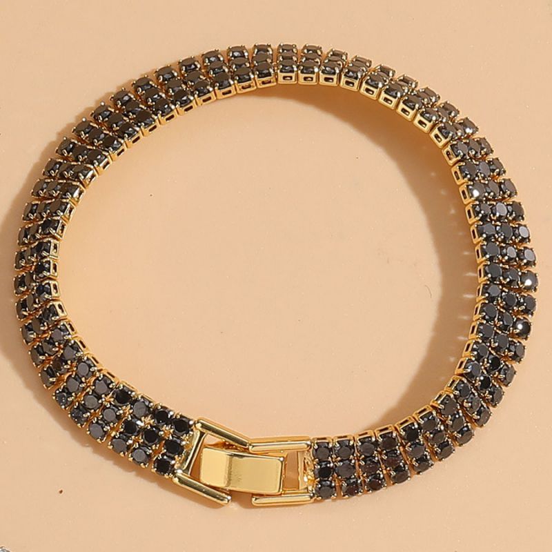 Fashion Black Copper Inlaid Zirconium Multi-layered Claw Chain Bracelet