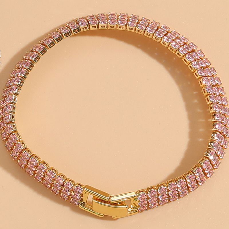 Fashion Pink Copper Inlaid Zirconium Multi-layered Claw Chain Bracelet