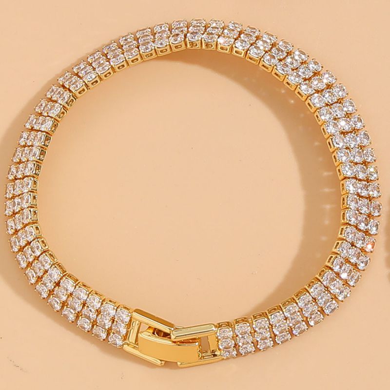 Fashion 14k Real Gold White Copper Inlaid Zirconium Multi-layered Claw Chain Bracelet