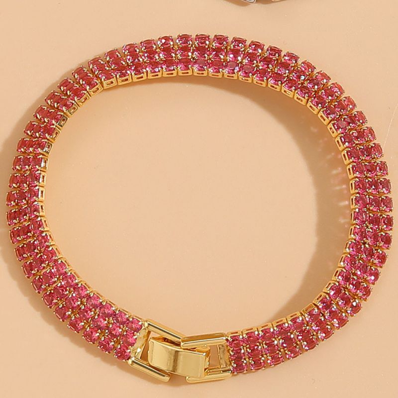 Fashion Red Corundum Copper Inlaid Zirconium Multi-layered Claw Chain Bracelet