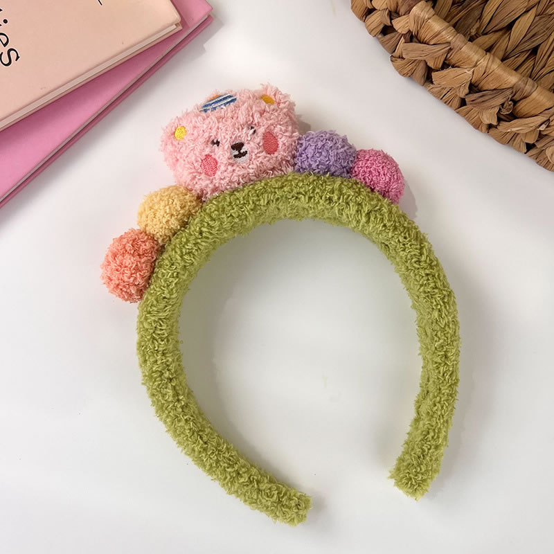 Fashion D Green Headband Colorful Lamb Wool Three-dimensional Plush Bear Headband