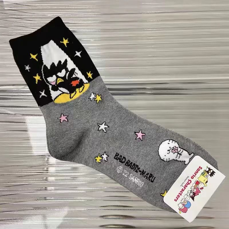 Fashion 1 Pair Of Black Duck Mid-calf Socks Cotton Printed Mid-calf Socks