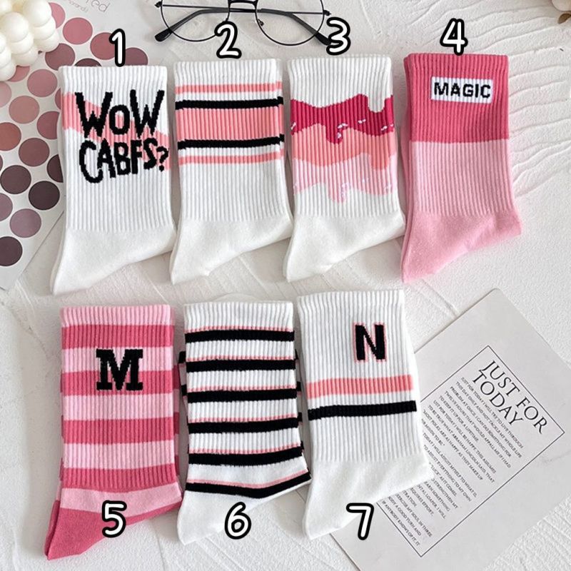 Fashion 1# Cotton Letter Knit Mid-calf Socks