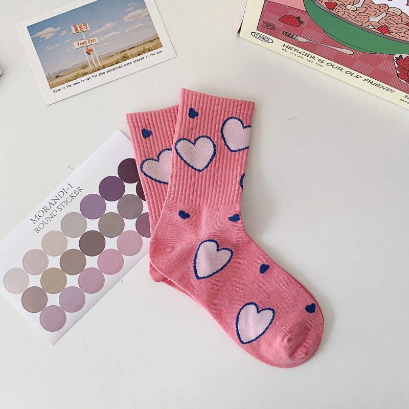 Fashion Shop Full Of Love [1 Pair] Cotton Printed Mid-calf Socks