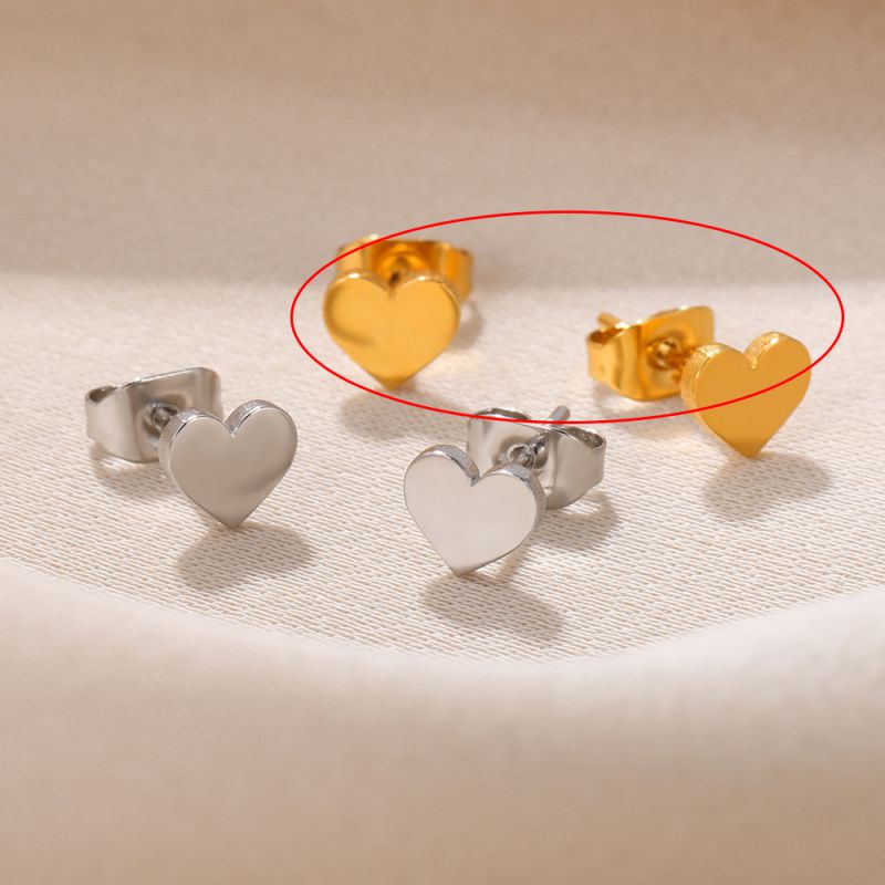 Fashion Golden-4 Stainless Steel Geometric Love Earrings