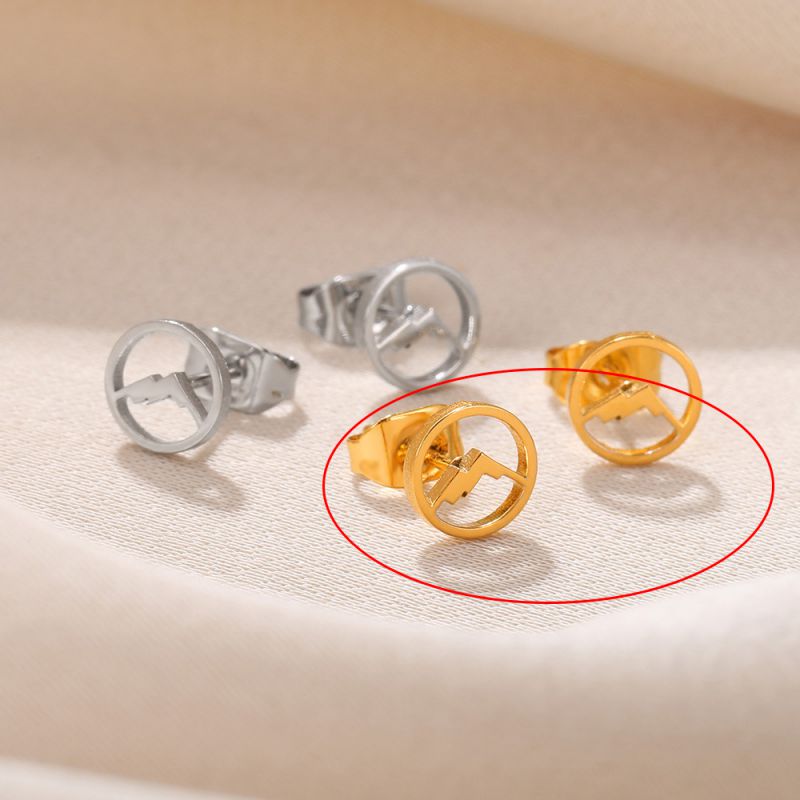 Fashion Golden-5 Stainless Steel Geometric Earrings