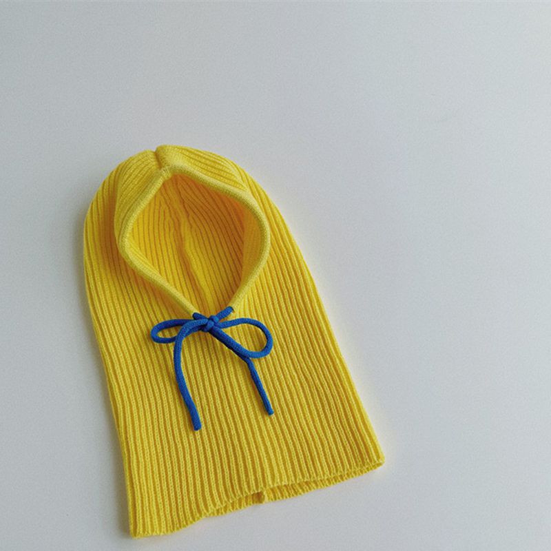 Fashion Yellow Acrylic Wool Knitted Children's Hood And Integrated Scarf