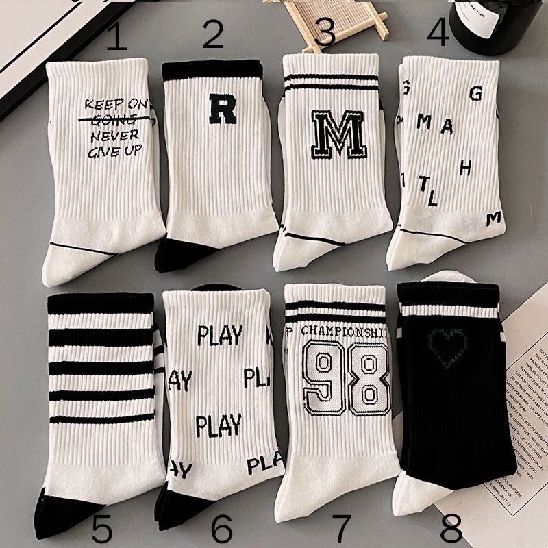Fashion No. 8 Black Love [1 Pair] Cotton Printed Mid-calf Socks