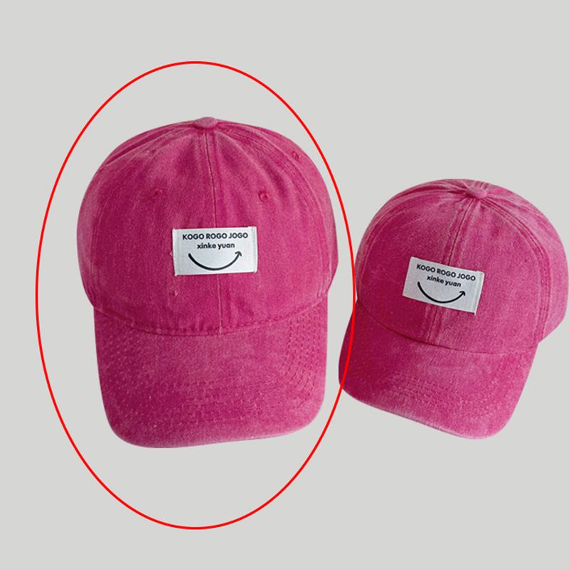 Fashion Rose Red Adult 55-59cm Washed Soft-top Patch Baseball Cap