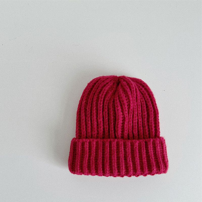 Fashion Wine Red Acrylic Knitted Children's Beanie