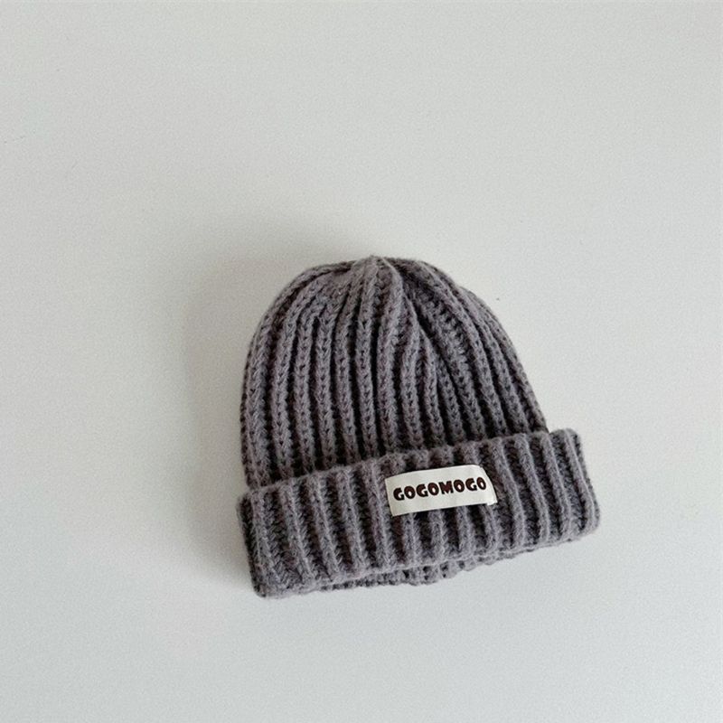 Fashion Grey Acrylic Knitted Patch Children's Beanie
