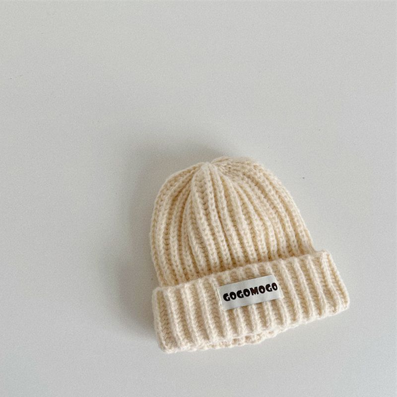 Fashion Beige Acrylic Knitted Patch Children's Beanie