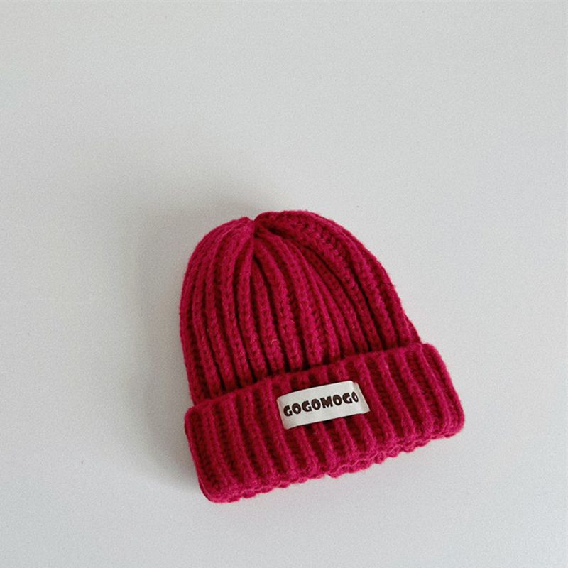 Fashion Wine Red Acrylic Knitted Patch Children's Beanie