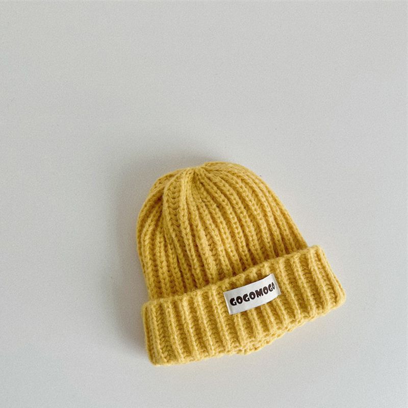 Fashion Yellow Acrylic Knitted Patch Children's Beanie