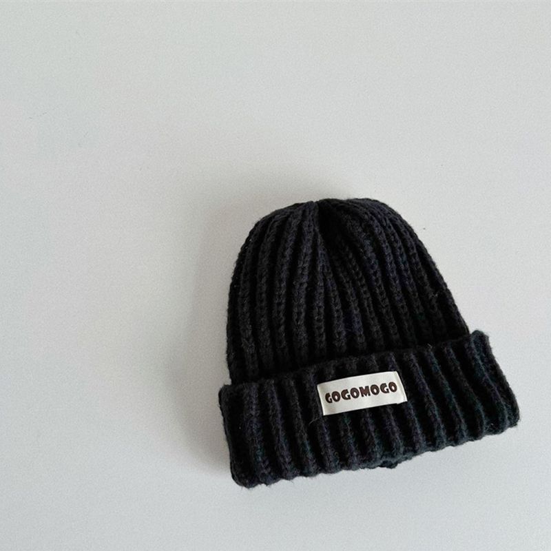 Fashion Black Acrylic Knitted Patch Children's Beanie