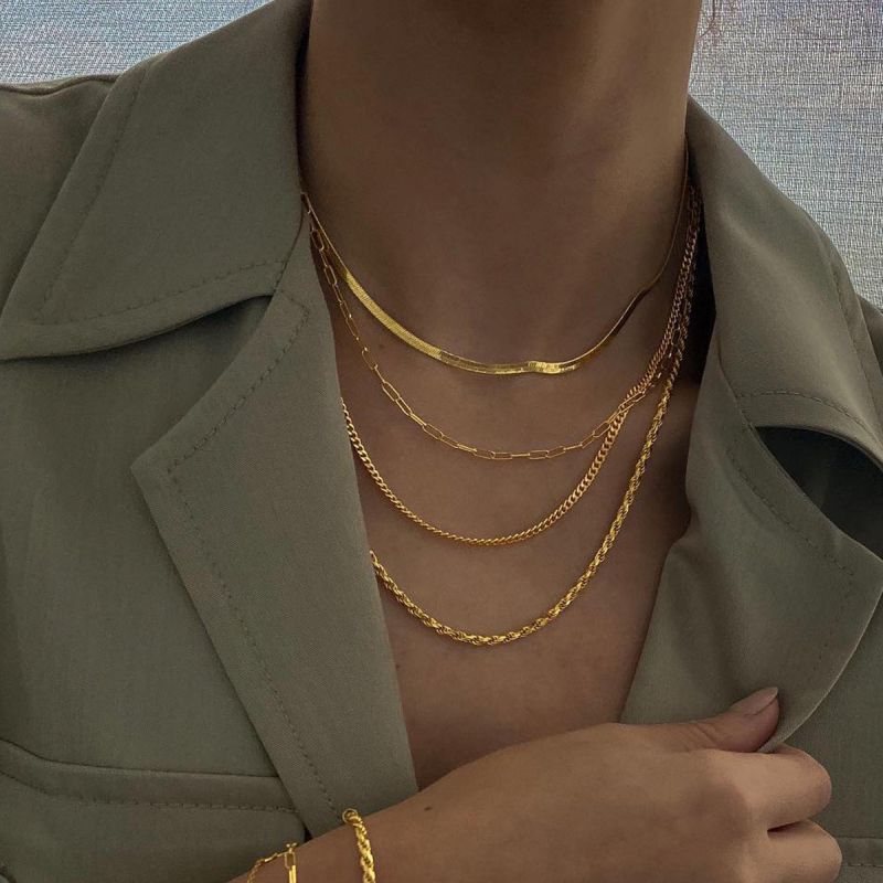 Fashion 2# Alloy Geometric Snake Bone Chain Twist Chain Multi-layer Necklace