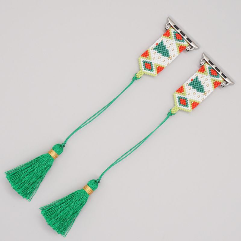 Fashion D Rice Beads Woven Christmas Tree Tassel Watch Strap