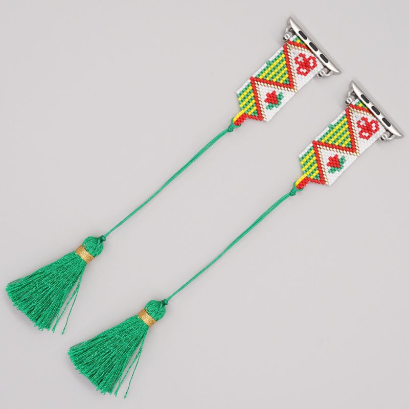 Fashion H Rice Beads Woven Christmas Tree Tassel Watch Strap