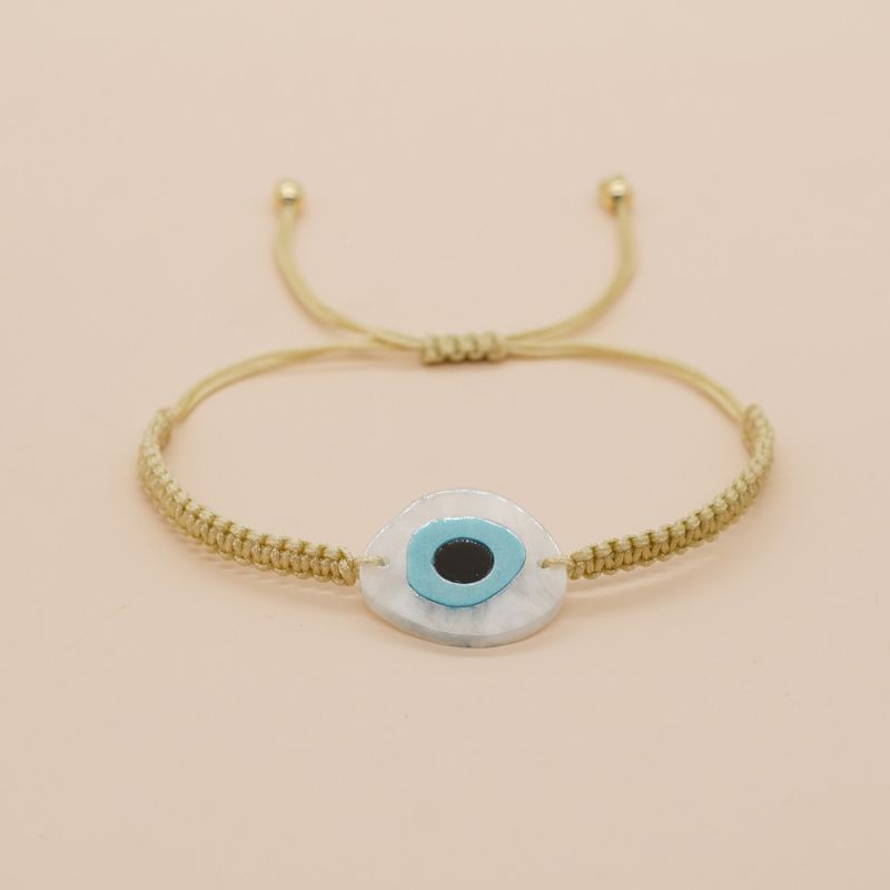 Fashion White Cord Braided Acrylic Eye Bracelet