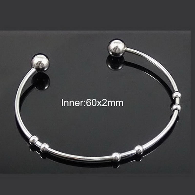 Fashion 2# Stainless Steel Ball Bead Open Bracelet