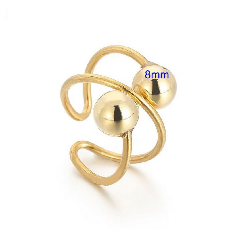 Fashion 4# Stainless Steel Ball Geometric Open Ring